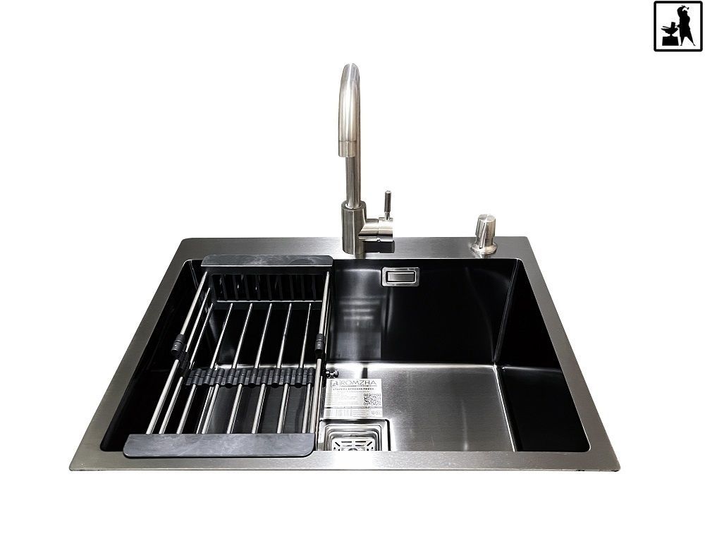 Комплект мойка + смеситель Romzha Arta Nova U-550 Max BL (B)