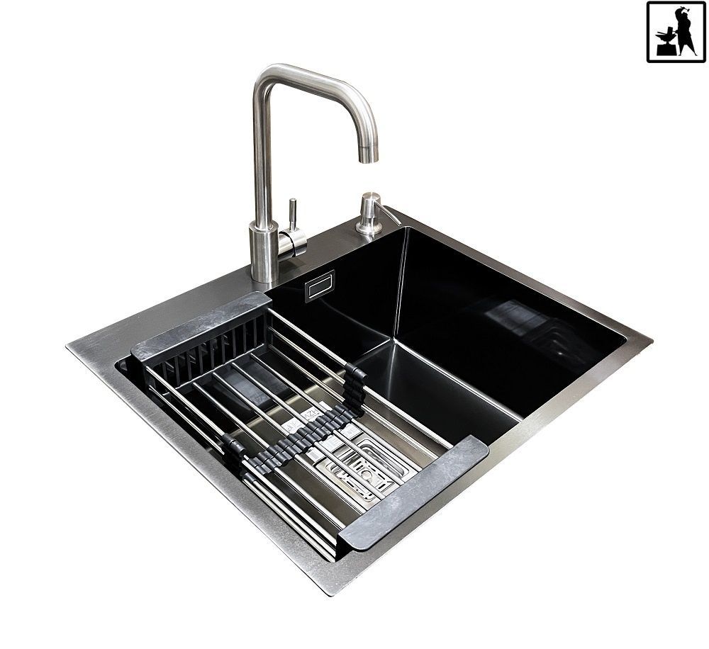 Комплект мойка + смеситель Romzha Arta Nova U-550 Max BL (B)