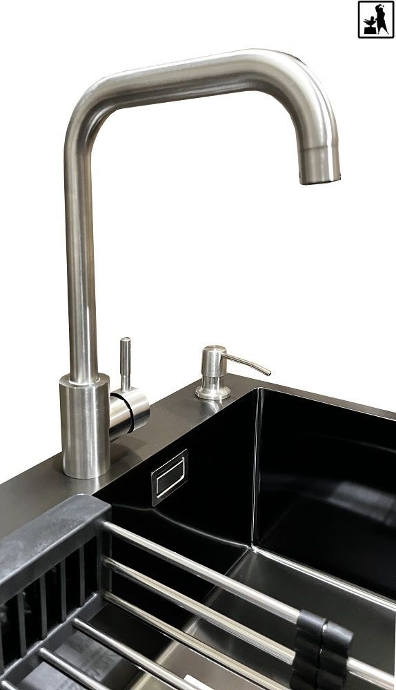 Комплект мойка + смеситель Romzha Arta Nova U-550 Max BL (B)