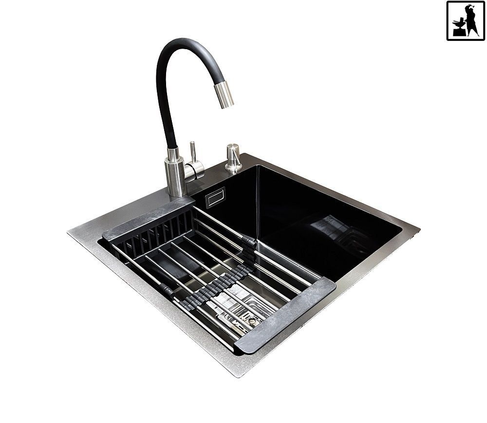 Комплект мойка + смеситель Romzha Arta Nova U-450 BL (C)
