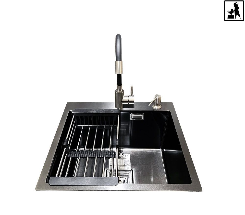 Комплект мойка + смеситель Romzha Arta Nova U-450 BL (C)
