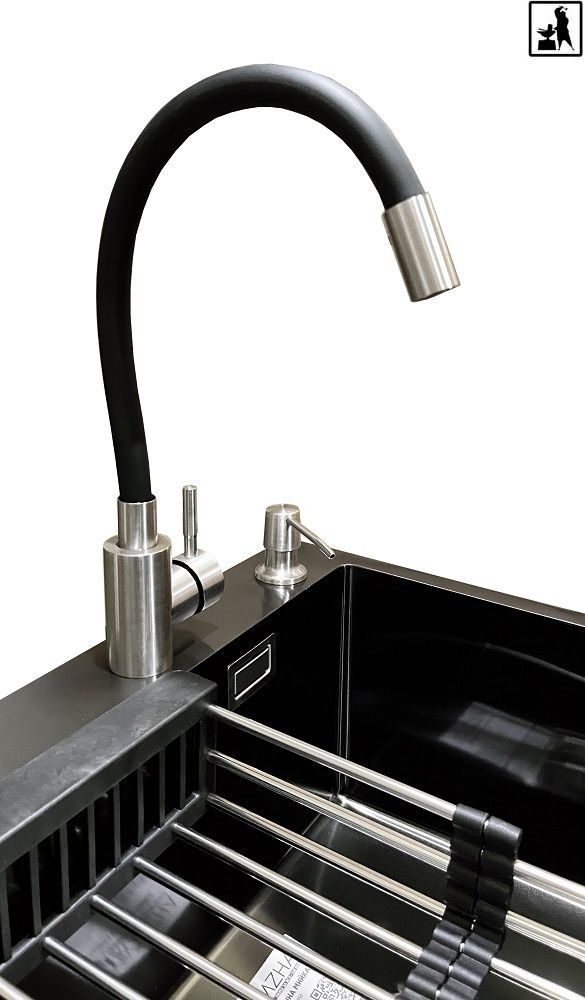 Комплект мойка + смеситель Romzha Arta Nova U-450 BL (C)